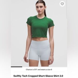 Lululemon Athletica Green Boxy Crop Top Short Sleeve